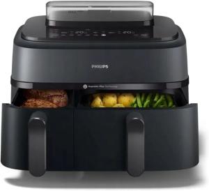 Airfryer Philips Ovi Ultra NA550/00 frytkownica beztłuszczowa 9 L dwa kosze 6 L i 3 L para 12 programów automatyczne czyszczenie parą