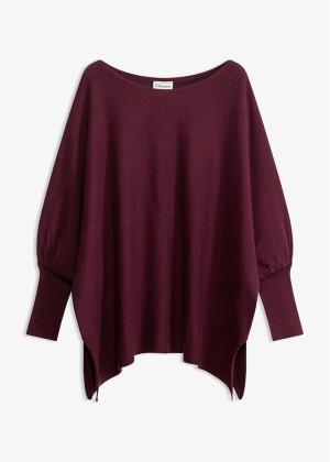 Sweter-peleryna z falistym brzegiem
