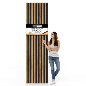 Lamele ścienne SPAZIO 54 x 260 cm, akustyczne na czarnym filcu - Dąb Wotan
