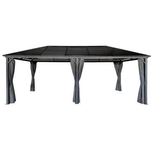Pawilon ogrodowy z zasłonami 3x6m pergola szara poliwęglanowy dach 18m2
