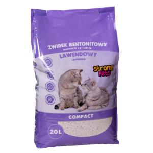 Żwirek Dla Kota Bentonitowy Lawendowy Drobny Zbrylający 20L Strong Pets