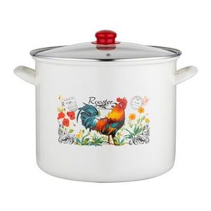 Garnek emaliowany wysoki Kogucik z pokrywką 28 cm 14 l