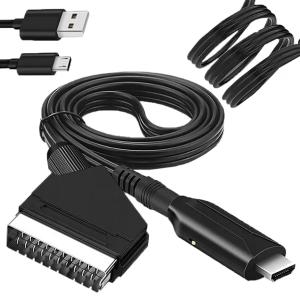 KABEL 1m Z EURO HDMI DO SCART PRZEJŚCIÓWKA AV HD 1080p KONWERTER ADAPTER