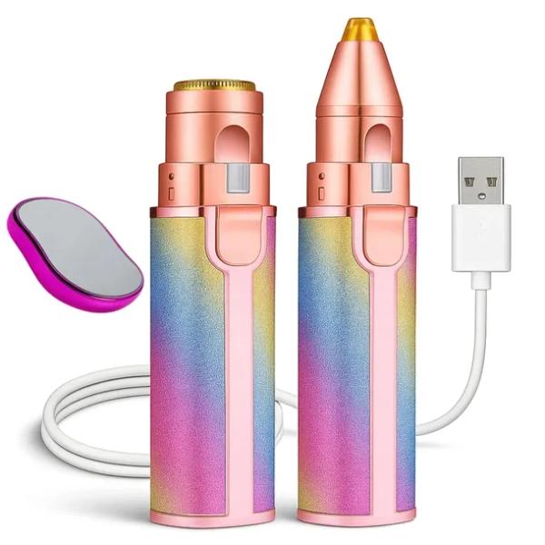 Golarka damska I trymer 2w1 do brwi twarzy i ciała I USB LED bez podrażnień