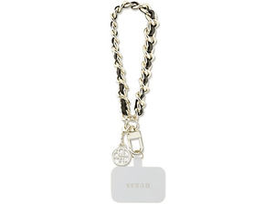 Pasek GUESS Universal Hand Strap Saffiano Chain 4G Charm do smartfona Czarny GUOUCHSAMC4K