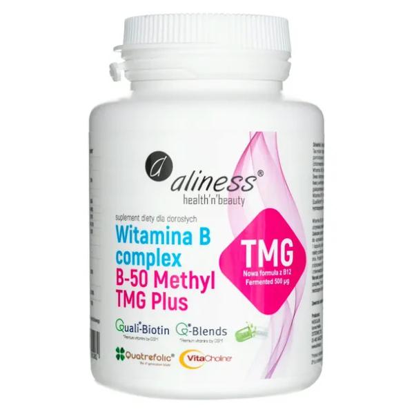 Aliness Witamina B Complex B-50 Methyl B12 fermentowana100 kapsułek VCaps