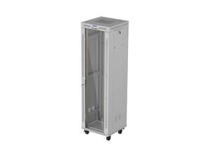 Lanberg Szafa instalacyjna rack stojąca 19" 42U 600x600 szara drzwi przeszklone LCD (Flat pack)