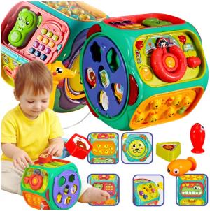 Sorter Sensoryczny Dla Dzieci 18 m+ Bęben Interaktywny Kostka Zabawka 8w1