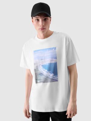4F t-shirt męski koszulka bawełniana 4FRSS24TTSHM2132 biała (L)