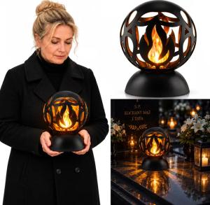 Znicz  KULA ORELIS czarne lampion efekt płomienia
