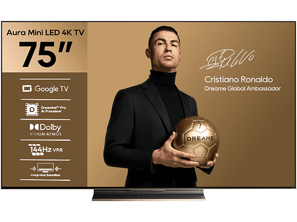 Telewizor Aura Mini LED DREAME 75S100 75" 4K 144Hz Google TV Dolby Vision Czarny