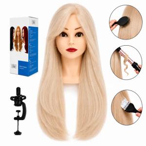 Główka głowa treningowa fryzjerska Jessica włos ludzki 60 cm + Statyw