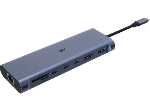 Adapter wieloportowy ISY IAD-1036 13w1 USB-C - 4x USB-A/3x USB-C/HDMI/Displayport/RJ45/czytnik kart SD,microSD