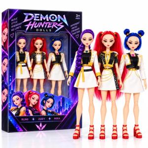 KOMPLET 3 X LALKA HUNTRIX LALKI KPOP RUMI MIRA ZOEY WERSJA SCENICZNA 30 CM DEMON HUNTERS