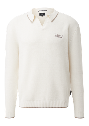 Sweter z dzianiny z kołnierzykiem polo