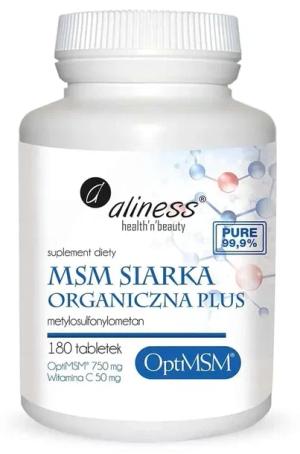 MSM SIARKA ORGANICZNA PLUS OptiMSM 750 mg Witamina C 50 mg Aliness 180tabl.