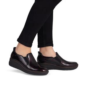RIEKER buty, półbuty, mokasyny damskie bordowe lakierowane 48761