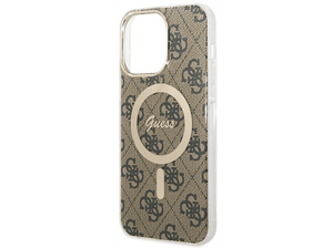 Etui GUESS Hardcase 4G Magsafe do iPhone 14 Pro 6,1 cala Brązowy GUHMP14LH4STW