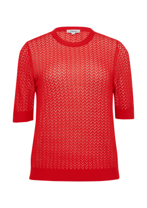Przezroczysty sweter z cienkiej dzianiny z koronkowym wzorem z mieszanki wiskozy