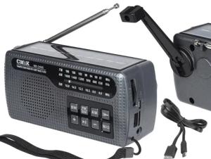 RADIO SOLARNE NA DYNAMO FM AM POWERBANK NA KORBKĘ LATARKA SURVIVAL AKUMULAT