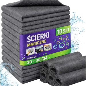 Magiczne Ściereczki 10 Szt Szmatki Ścierki Do Szyb Okien Bez Smug 30x30 Cm