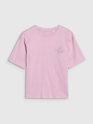 4F koszulka bawełniana t-shirt dla dziewczynki 4FJWSS25TTSHF1853 fioletowa (122)