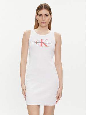 Calvin Klein Jeans Sukienka letnia Archival Monologo J20J223069 Biały Slim Fit