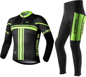 INBIKE Zestaw rowerowy - koszulka i spodnie czarno-zielone 2XL