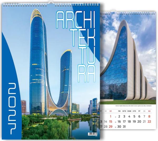 KALENDARZ WIELOPLANSZOWY 2027 DUŻY ŚCIENNY 13 PLANSZY ŚWIAT ARCHITEKTURA