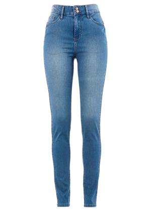 Dżinsy o kroju slim fit, z dużą zawartością stretchu, high waist