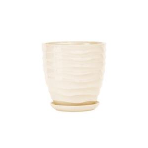 Doniczka ceramiczna z podstawką duna 18 x 17 cm krem połysk symbol 3011