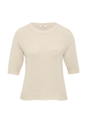 Sweter z dzianiny w prążki z rękawami 3/4