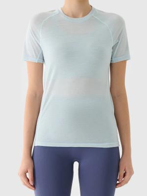 4F t-shirt sportowy damski koszulka z wełną merino 4FWAW25TFTSF1527 niebieskie (L)