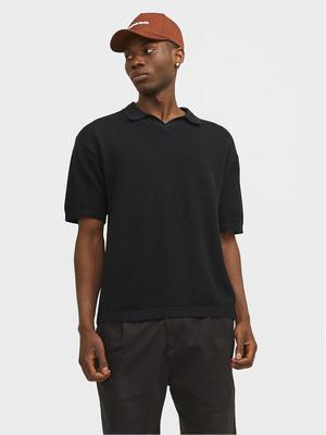 Jack & Jones Polo Linen 12252748 Czarny Regular Fit