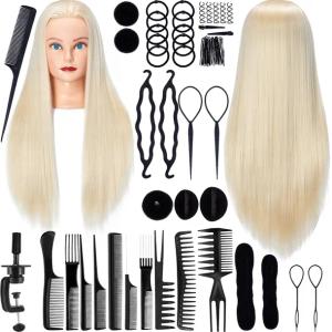 GŁÓWKA GŁOWA TRENINGOWA FRYZJERSKA CZESANIA ZESTAW GRZEBIENIE STATYW BLOND
