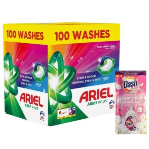 Kapsułki prania ARIEL All-in-1 PODS 100 szt + GRATIS Płyn DASH Color 2in1