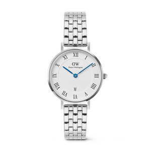 Daniel Wellington DW Watch Petite Roman Numerals Date 5-link Silver 28mm