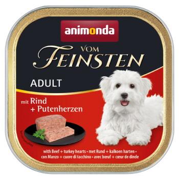 animonda Vom Feinsten mokra karma dla psa, Adult, Wołowina i serca indycze 22x150 g