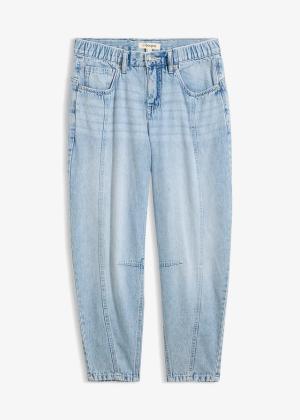 Jeansy barrel, mid waist, cropped
