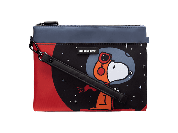 Torebka CASE&ME Peanuts Snoopy Astronauta ze smyczą i zamkiem błyskawicznym Czarno-czerwony