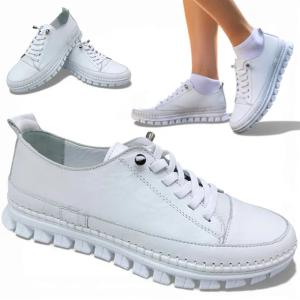 Sneakersy Damskie SKÓRZANE 39 Wygodne Półbuty Białe Letnie Wsuwane Artiker