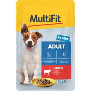 MultiFit mokra karma dla psa, dorosły, mały pies, saszetka, ragout Wołowina 24x100 g