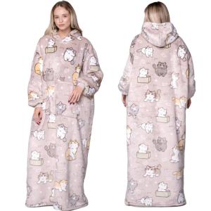 KOC BLUZA Oversize Ciepła Gruba KOCOBLUZA XXL DŁUGA KOTY do Kostek SZLAFROK