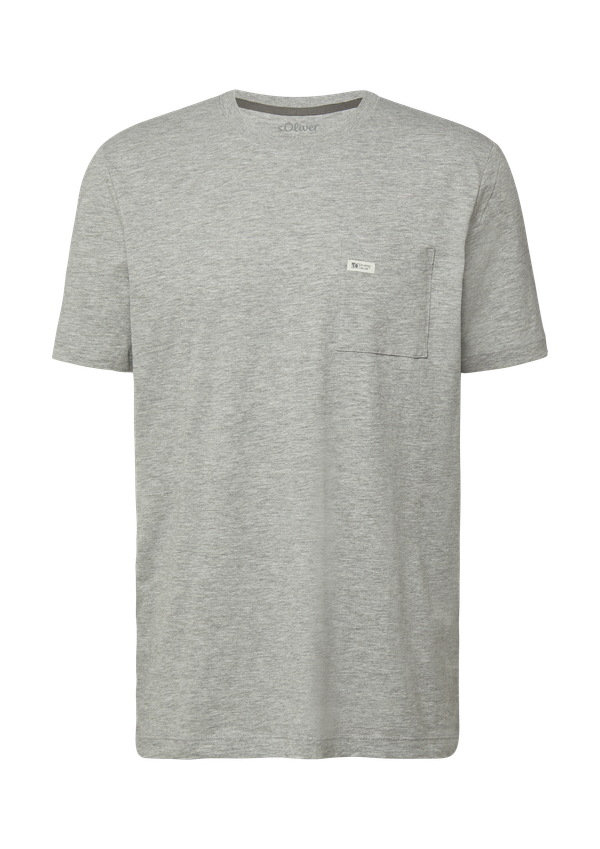 T-shirt o strukturze przędzy płomieniowej z kieszenią na piersi