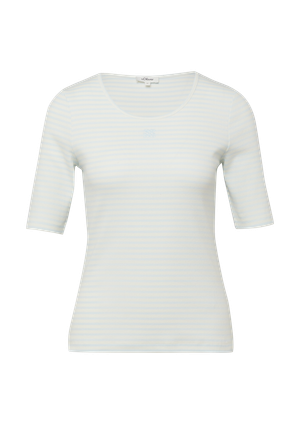 Prążkowany T-shirt o wąskim kroju z haftem