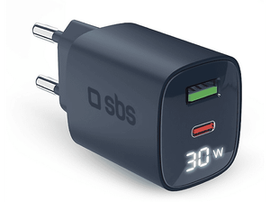 Ładowarka sieciowa SBS USB + USB-C Gan Szaro-niebieski
