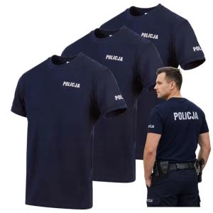 Zestaw 3 szt Tshirt Koszulka z Nadrukiem Policja 100% Bawełna Odblask S