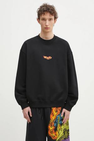 Marcelo Burlon bluza bawełniana County Flame Boxy Crewneck Black Red
