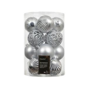 Bombki plastikowe mix 8 cm srebrne 16 szt.