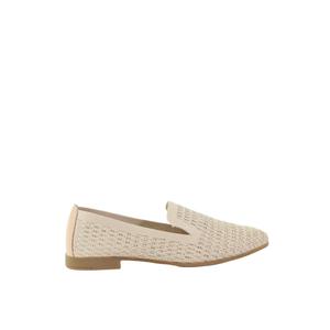 Damskie eleganckie beżowe mokasyny slip on z diamencikami GOE TT2N4205